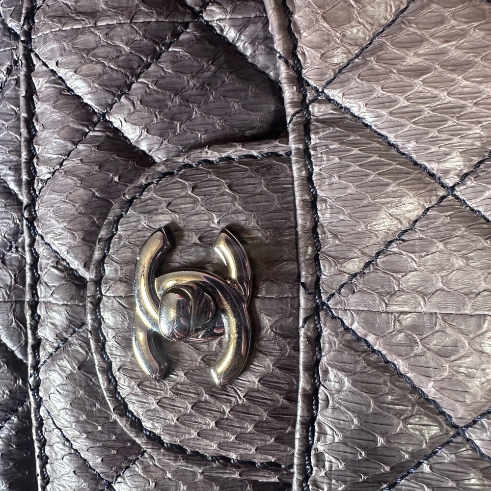 Authentic Python Chanel Metallic Large Shoulder Bag - Picture 15 of 16